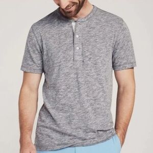 Faherty Heather Gray Short Sleeve Henley Size Medium